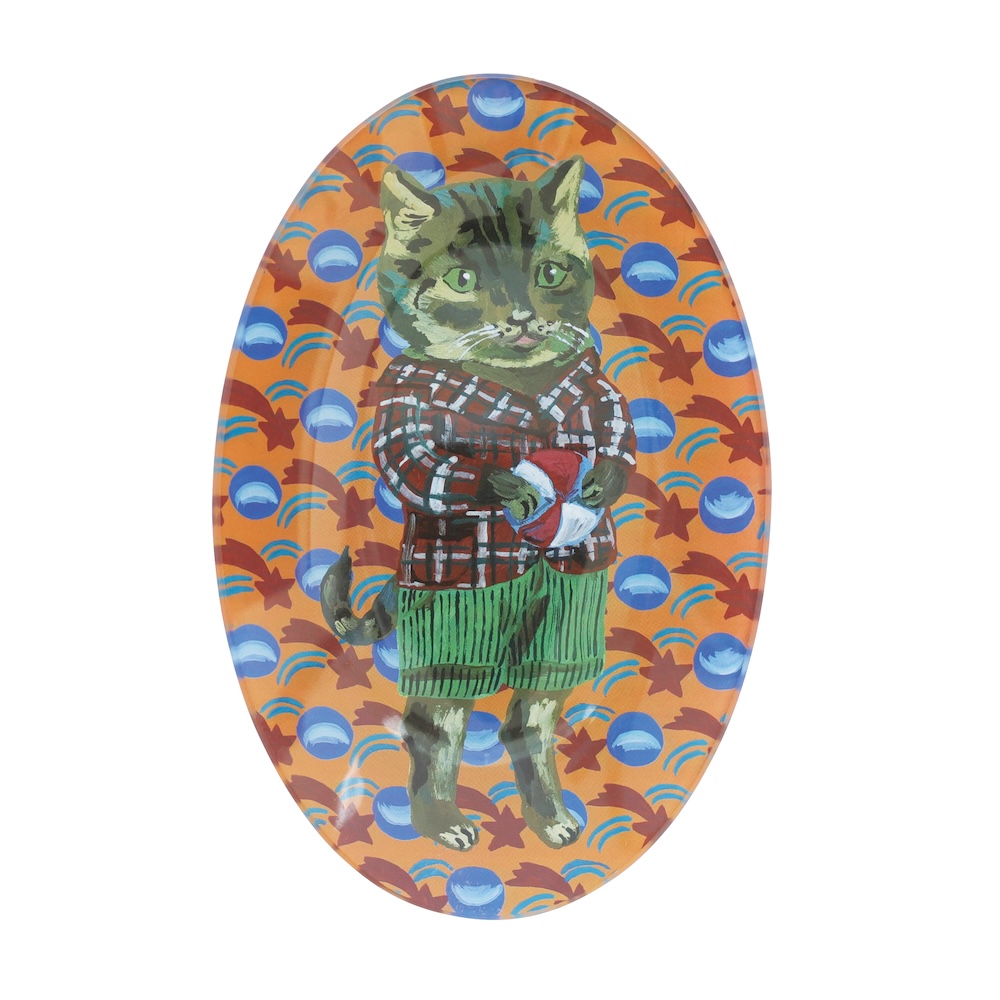 Nathalie Lete ナタリー レテ Glass Oval plate 5枚セット Tabby cat/511414